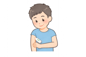 体温を測る高齢男性のイラスト｜医療フリー素材（透過PNG・商用OK）