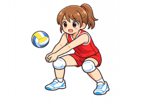 レシーブする女子バレー選手のイラスト｜無料素材（透過PNG・商用OK）