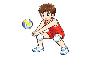レシーブする男子バレー選手のイラスト｜無料素材（透過PNG・商用OK）