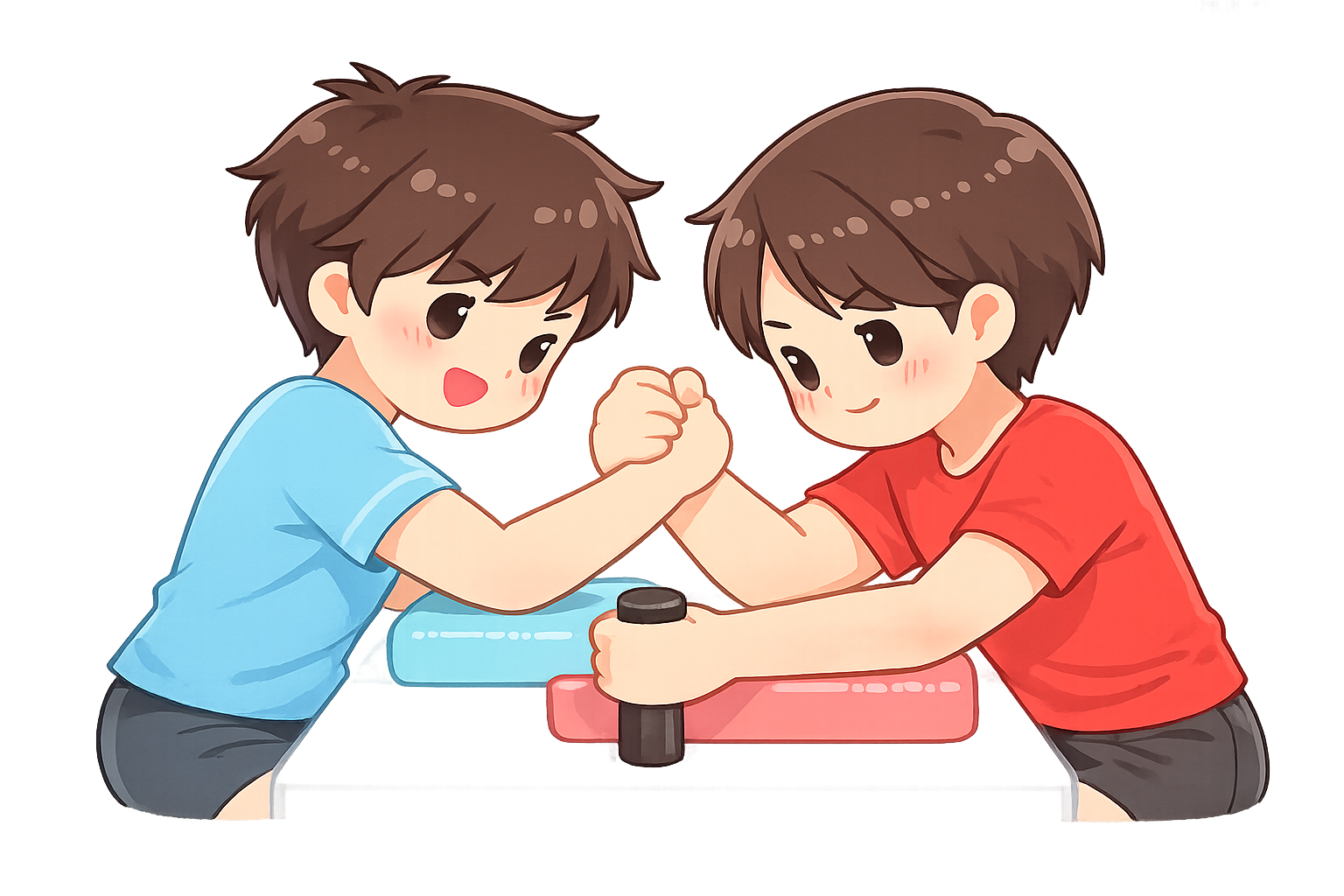 腕相撲をする筋肉質な男性のイラスト｜無料素材（透過PNG・商用OK）