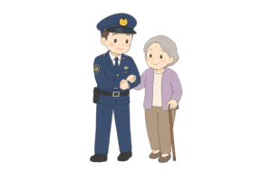 災害現場で救助する警察官のイラスト｜防災・避難誘導の無料素材（透過PNG・商用OK）