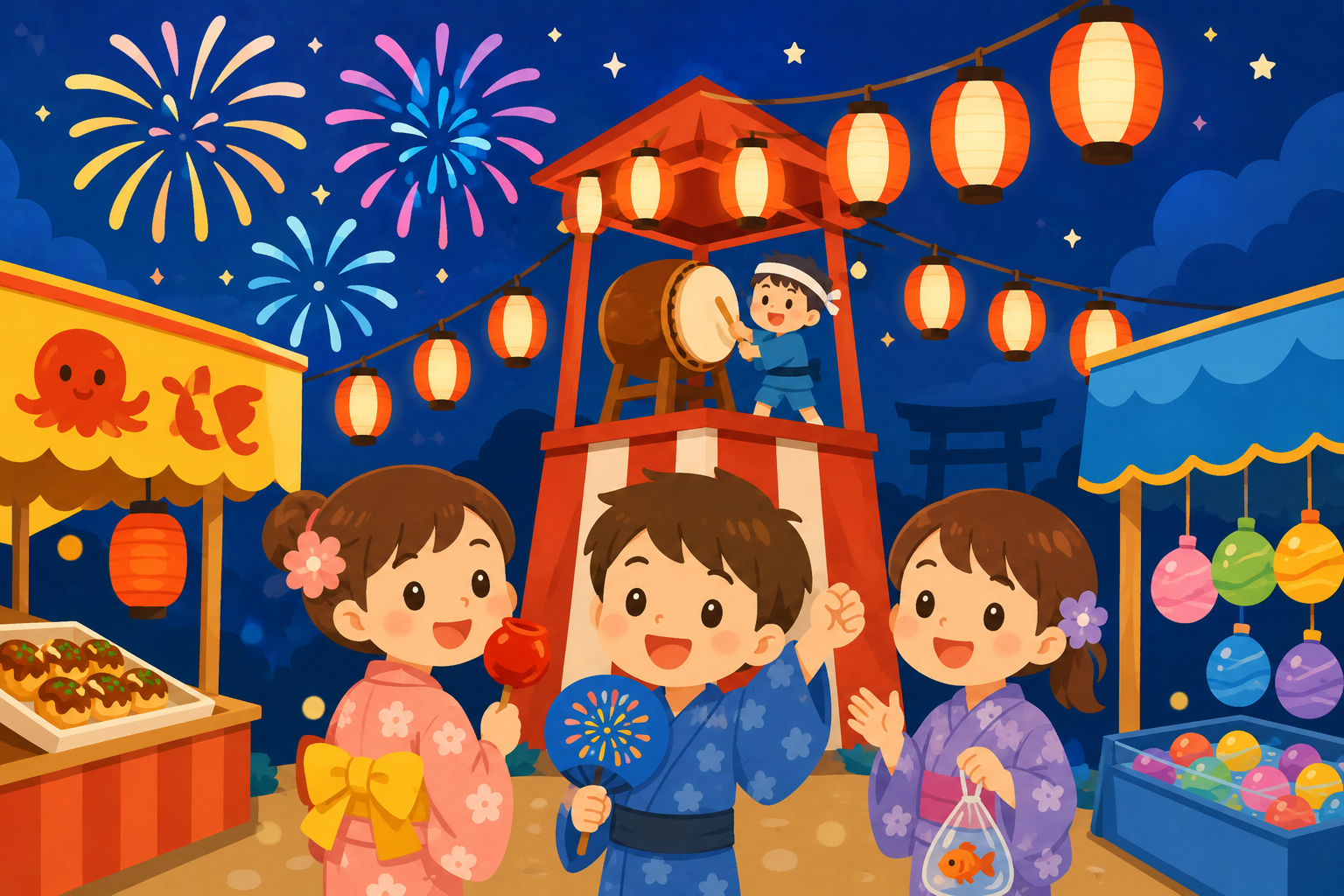 夜空に花火！夏祭りのひみつ大発見！