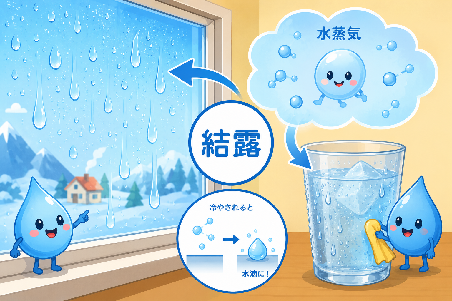 窓がぬれるのはなぜ？結露のひみつ大発見！