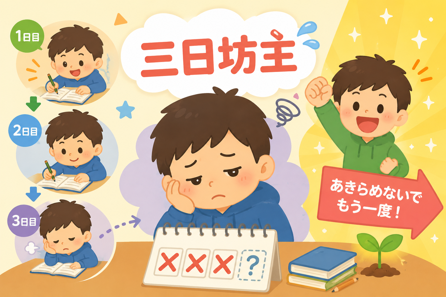 どうして続かないの？三日坊主のひみつを大発見！